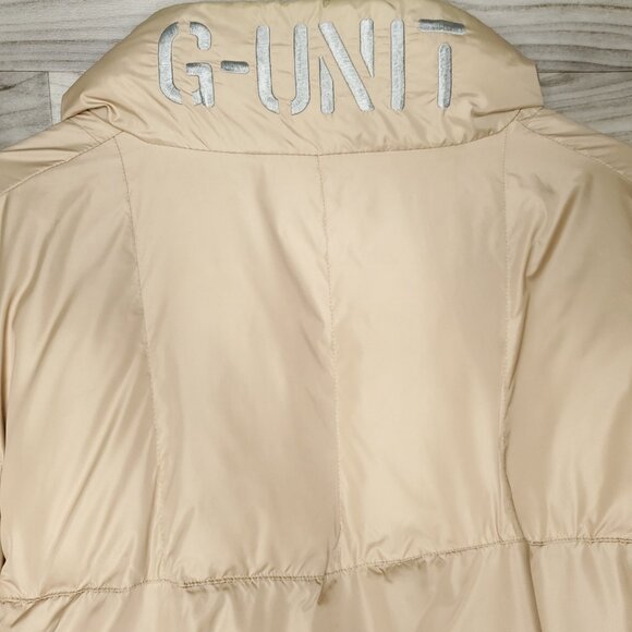 Vintage G UNIT Denim Co 50 Cent Heavyweight Puffer Vest/Jacket Tan Mens Sz 2XL - Picture 11 of 15